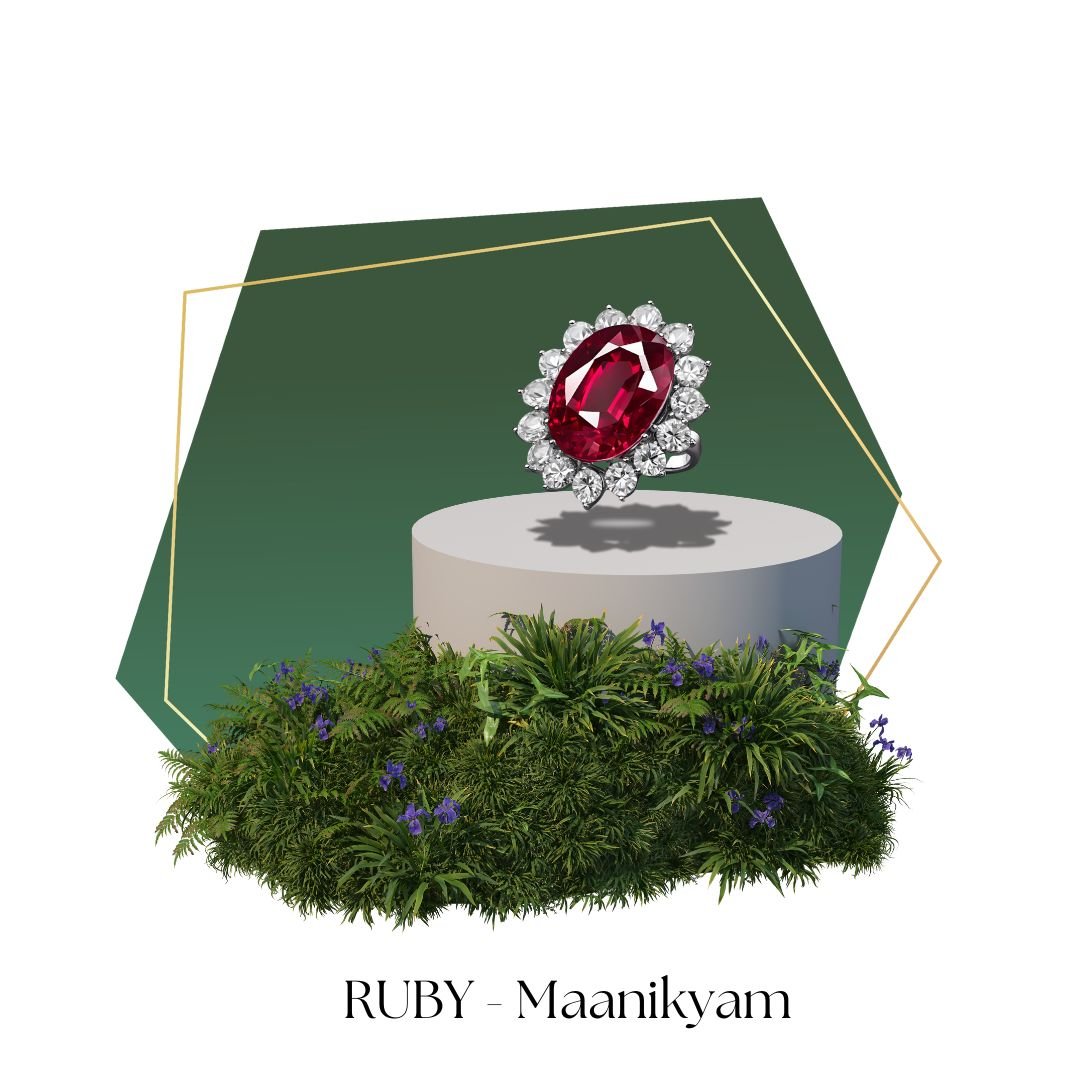 Ruby gemstone ring presented in a green jewellery box